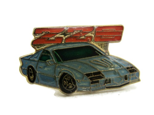 Vintage 80s Chevrolet Camaro Z28 Pin Blue Sports Car Gold Tone Enamel Lapel Hat