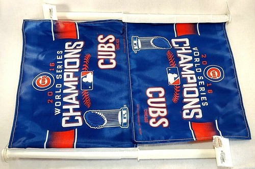 Set of 2 Chicago Cubs 2016 World Series Champions Car Flag ~ Free Shipping! - Picture 4 of 5