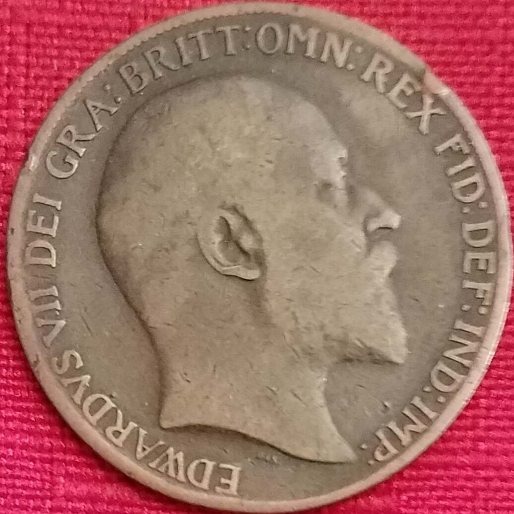 1910 Great Britain One Penny - 1p - King Edward VII - UK - 109 yrs