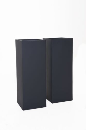 2er Set Pflanzkübel Blumenkübel Übertopf Zink VIVANNO BLOCK 80 cm, Anthrazit - Bild 3 von 7