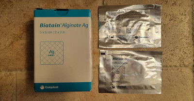 Biatain Alginat Verband AG 15cm x 15cm x 5 Einzelverbände