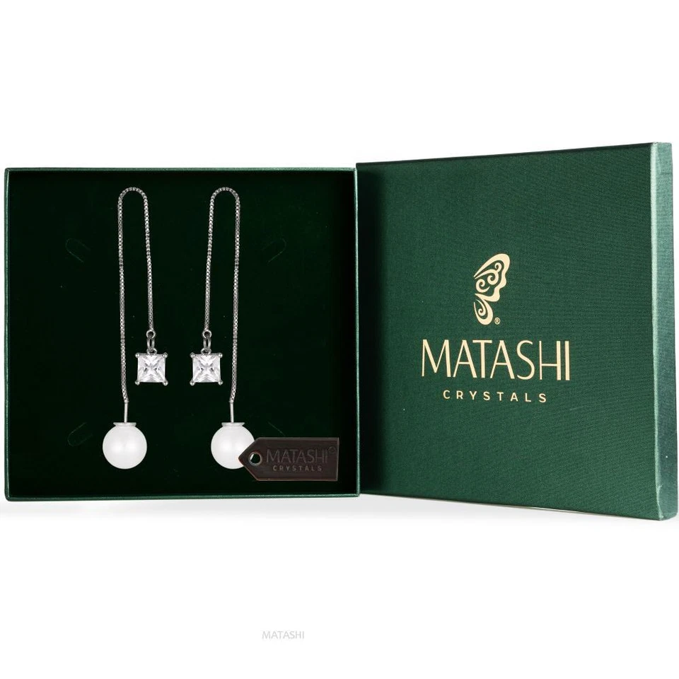 Matashi Circonita Cúbica Chapada en Rodio, Perla Trasera Ganando-El Mejor Regalo para Ella Foto 2 de 4