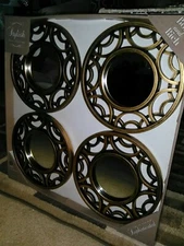 4 Piece Wall Mirror Set  ( NEW IN BOX! )  ELICO LTD. * Gold w/ Black Tones