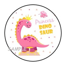 30 PRINCESS DINOSAUR ENVELOPE SEALS LABELS STICKERS 1.5" ROUND PARTY FAVORS
