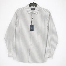 Hart Schaffner Marx Long Sleeve Shirt XL White Blue Beige Striped NWT 89.50