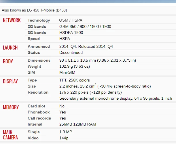 LG 450 T-Mobile (B450) Unlocked 3G HSDPA 1900 Original Flip Mobile Phone - Image 2 of 3