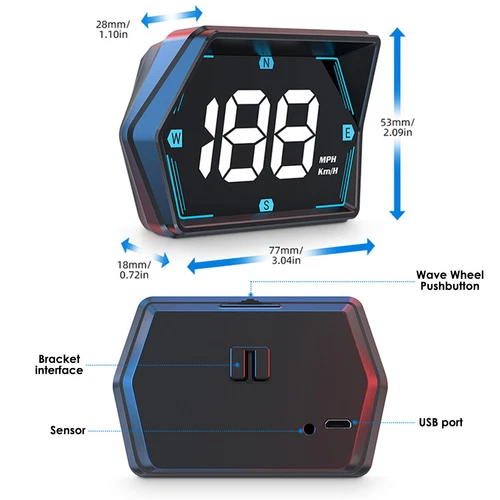 Universal Car Digital Speedometer GPS HUD Head Up Display MPH Overspeed Alarm - Bild 12 von 14