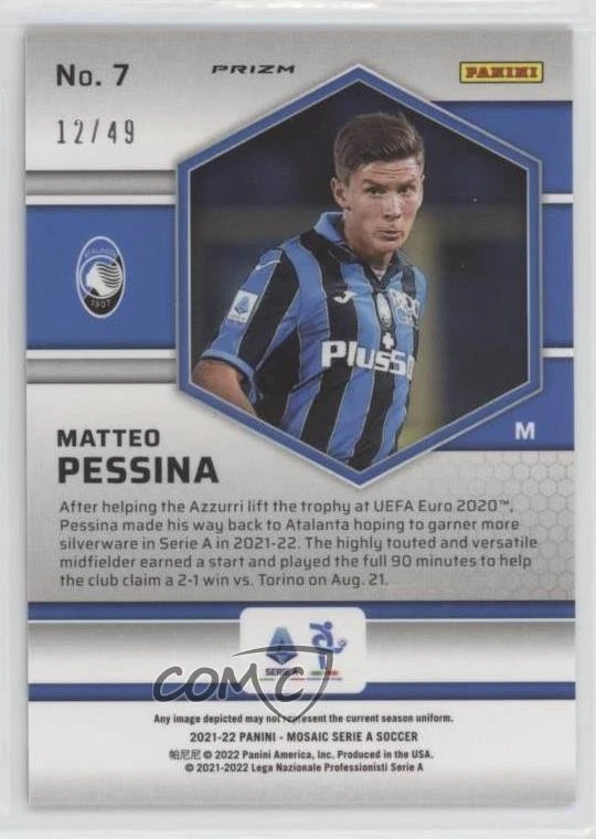 2021-22 Panini Mosaic Serie A Purple Mosaic Prizm /49 Matteo Pessina #7 - Image 2 of 2