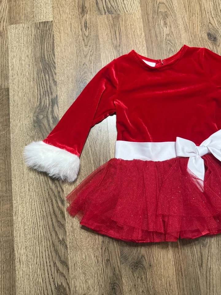 Vintage Bonnie Baby Dress Baby 12M Red Tulle Skirt Sparkle Christmas Velvet - Image 3 of 4