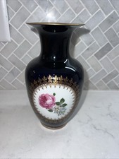 Vintage Reichenbach German Democratic Republic Fine China Vase Echt Kobalt &Gold