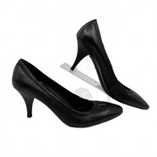 Prada Black Soft Leather Round Toe Heels EU Size 36