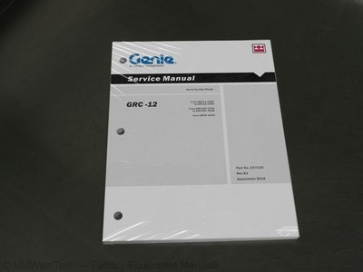 Terex Genie GRC-12 Vertical Mast Lift Service Manual Repair Shop Book