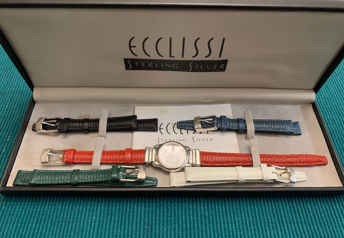 Ecclissi Sterling Silver‎ 925 Case, Leather Band Oval Face White Ecclissi Women Oval Wristwatches for sale | eBay main image 4
