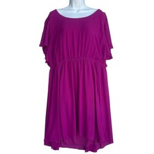 Torrid 3 Flutter Sleeve Knee Length Dress Women's Plus Size 3X Purple Casual
