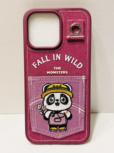 For Apple iPhone 14 PRO MAX Denim Fabric /plastic Case Cover W/ Happy Panda - 第 2/4 張圖片