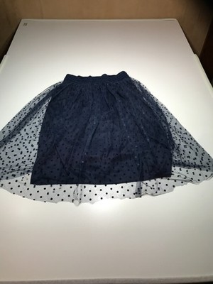 Metrowear Skirt Womens Large Blue Dotted Tulle Midi Tutu Crocheted Waistband