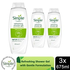 Simple Kind to Skin Refreshing Shower Gel with Gentle Formulation 675ml, 3 Pack 6.41 per litre