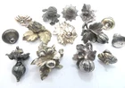 Lid Finials & Knobs Silver Plated Floral Leaf Fruit Seed Pod Mixed Lot