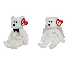 TY Beanie Babies - SET OF 2 MR. and MRS. Bears Groom  Bride 8.5 inch - MWMTs
