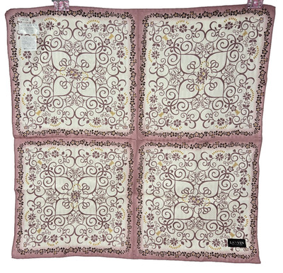 Lanvin Collection Logo Scarf Dusty Rose Mauve Gold accent Floral Japan  New