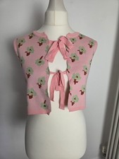 Pink Tree Print Bow Front Vest. Cute Hippy Cottage Core