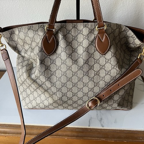 GUCCI 2WAY Tote Bag GG Supreme Beige 453705 Shoulder Strap included - Picture 5 of 14