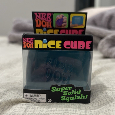 Schylling NeeDoh Nice Cube Super Solid Squish Blue Squeeze Toy