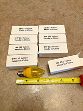 Lot of 8, 1 watt E12 yellow Light Bulbs, Free Shipping