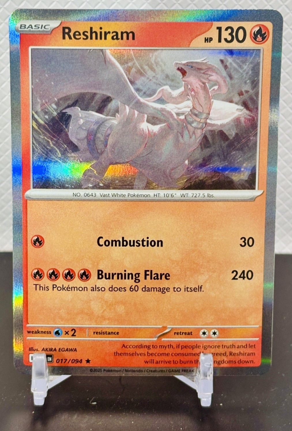 2025 Pokemon Gaming Phantasmal Flames Reshiram #017/094 Holo RARE