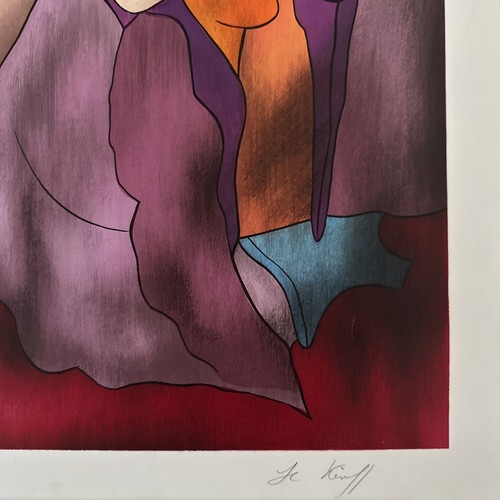 Linda Le Kinff 1998 Serigraph 16.5”x20” Untitled Woman With Cat Limited 10/120 - Picture 6 of 8