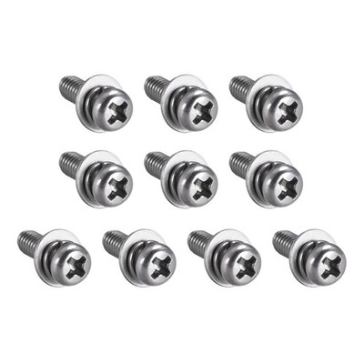 10pcs M4 x 10mm Stainless Steel Phillips Pan Head Machine Screws Bolts w Washer