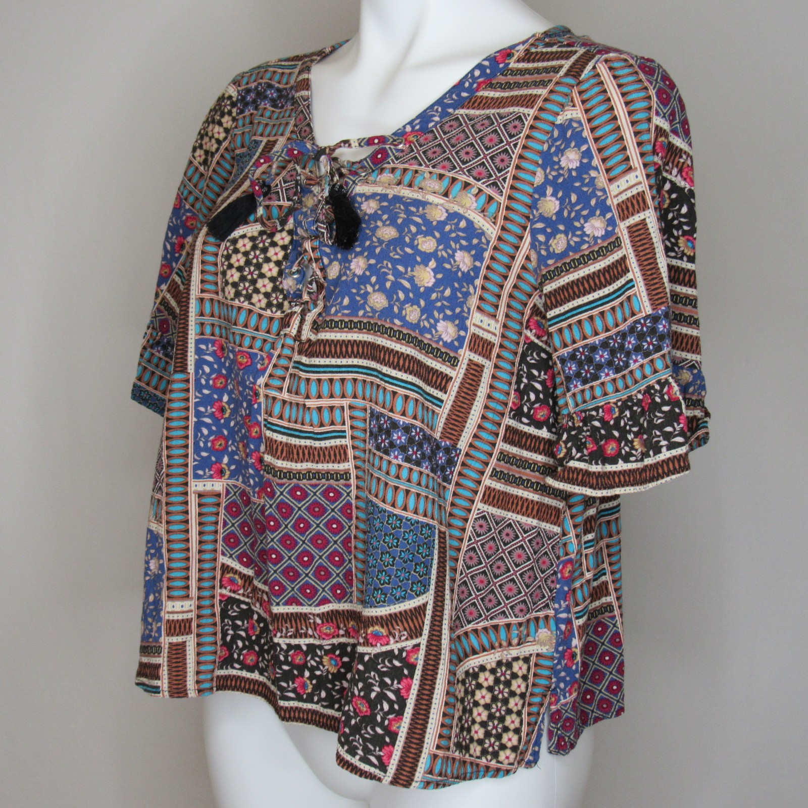 American Eagle Patchwork Boho Tunic Top Women's M… - image 2