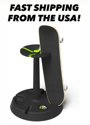 4-Up Skateboard Stand, Wall Mount & Floor Rack, Longboard Display & Storage