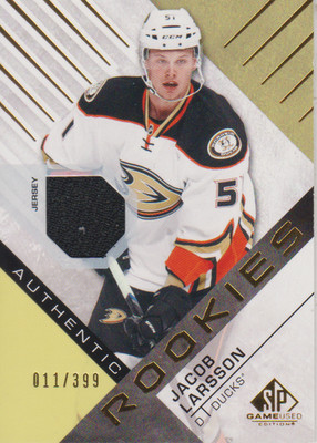 2016-17 SP Game Used Gold Jersey Jacob Larsson #011/399 - Anaheim Ducks