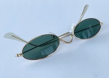 Sunglasses Small Oval Retro Green Gold Metal Frame Vintage Unisex Y2K Rave Club