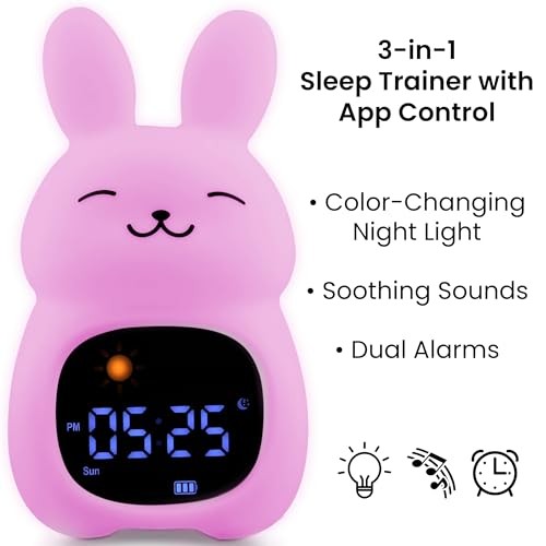 Go & Glow Bunny - App-Controlled Alarm Clock for Kids + Bubbles the Bunny - Picture 3 of 7