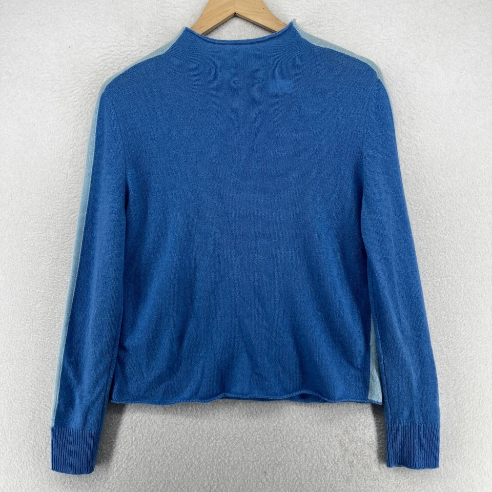 Suéter para mujer VINEYARD VINES 2XS elevado 100 % cachemir cuello redondo pulóver azul Foto 3 de 4