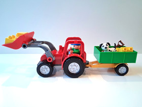 LEGO DUPLO 5647 Big Tractor &ndash; 100% Complete Set with Farmer, Dog & Trailer