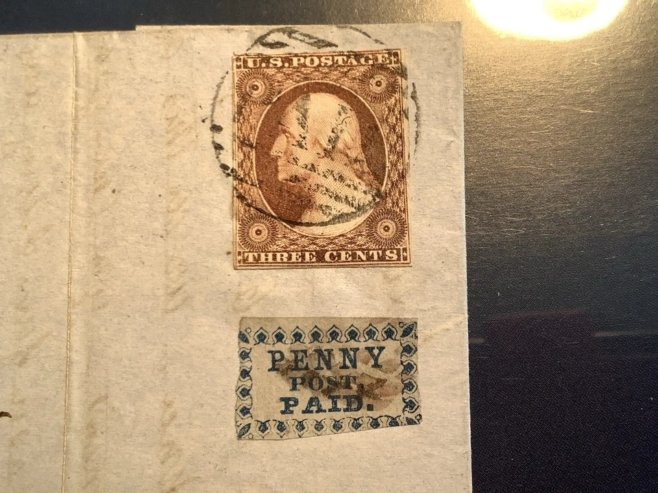 3LB2 US Carriers stamp, Scott #3LB2 Penny Post, Boston + #11 . COVER - Image 2 of 4