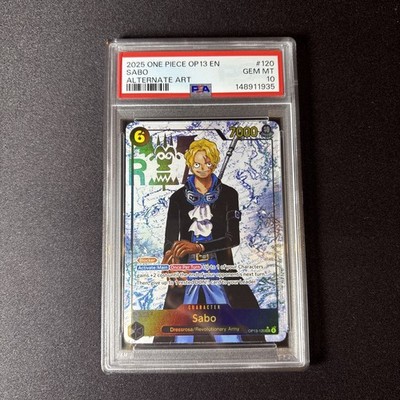One Piece Sabo (120) (Parallel) OP13-120 Carrying On His Will Foil Gem PSA 10