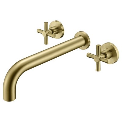 Tub Faucet Wall Mount High Flow Brushed Gold Cross Handle S2156I-BG SUMERAIN