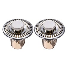 2 Pcs Bathroom Sink Drain Strainer with Removable Odor-Proof Cover, Gold Silver