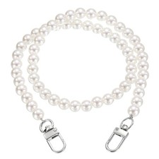 2Pcs Imitation Pearl Purse Strap 23.6 Inch Handbag Swivel Clasp Silver