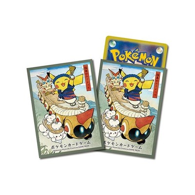 Pokemon Card Sleeves Official Deck Shield - Green Frame / Waraji Festival - 64ct
