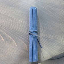 Blue Roll-Up Backgammon Game Set PVC Faux Leather Travel Board