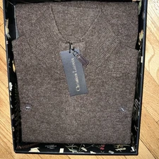 NWT Christian Lacroix Pullover Mens Cashmere Quarter Zip  1/4 Zip Holiday LARGE