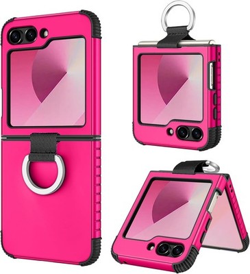 Samsung Galaxy Z Flip 6 5G Case with Ring, Heavy Duty Rugged Protection Cover Ho