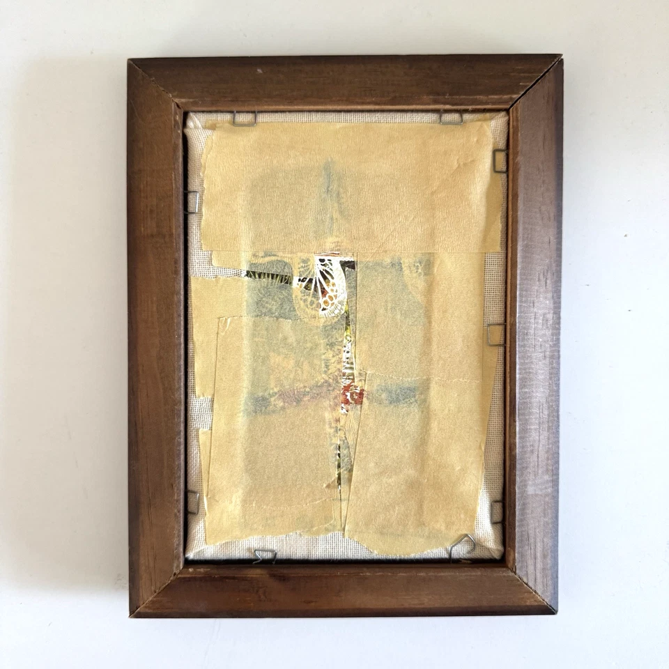 Hand Embroidered Framed Country Lane Trees Picture Crewel Embroidery Needlepoint - Image 2 of 2