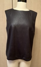 NWT T Tahari Women  s Black Sleeveless Back Zip Blouse Top size Medium
