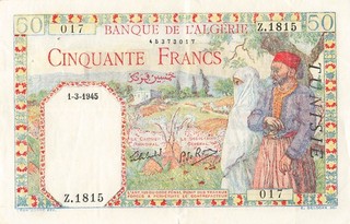 Túnez 50 francos 1945